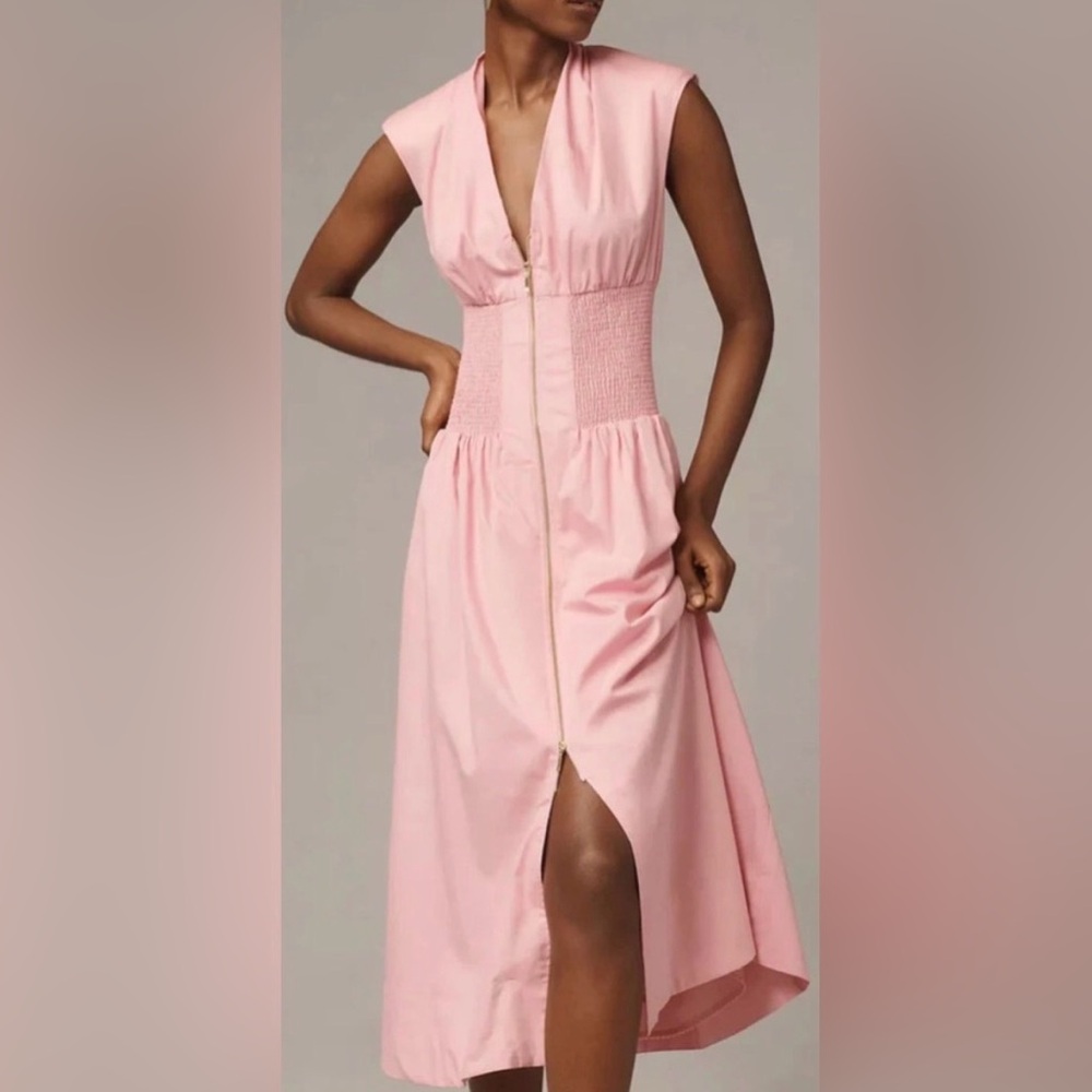 NWOT Maeve Tommie Capped Zip Front Pink Midi Dress